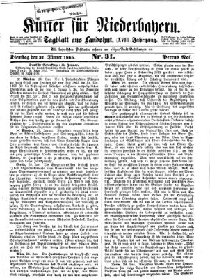 Kurier für Niederbayern Dienstag 31. Januar 1865