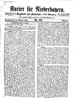 Kurier für Niederbayern Samstag 18. Februar 1865