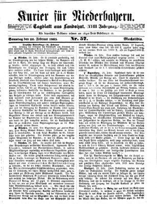 Kurier für Niederbayern Sonntag 26. Februar 1865