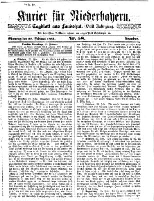 Kurier für Niederbayern Montag 27. Februar 1865