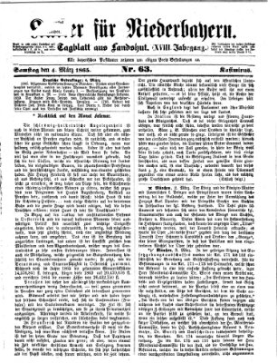 Kurier für Niederbayern Samstag 4. März 1865