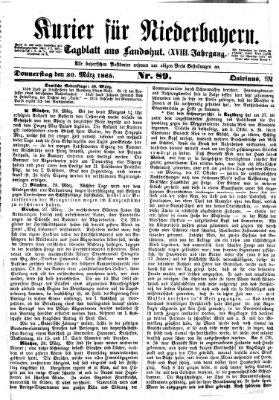 Kurier für Niederbayern Donnerstag 30. März 1865