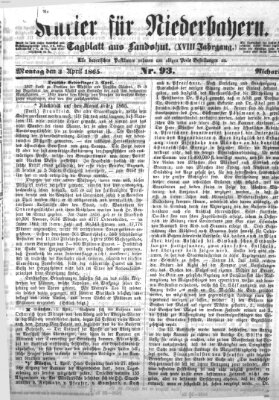 Kurier für Niederbayern Montag 3. April 1865