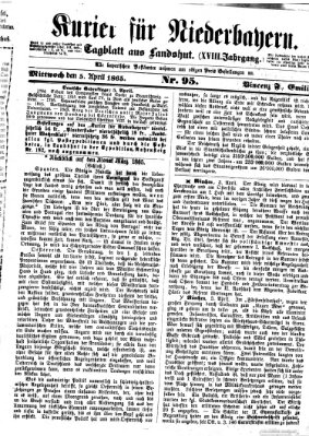 Kurier für Niederbayern Mittwoch 5. April 1865