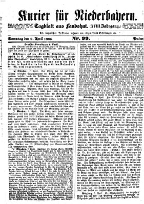 Kurier für Niederbayern Sonntag 9. April 1865