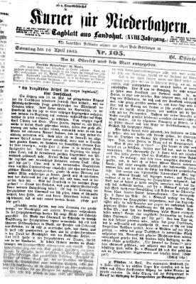 Kurier für Niederbayern Sonntag 16. April 1865