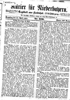 Kurier für Niederbayern Samstag 22. April 1865