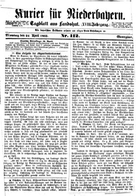 Kurier für Niederbayern Montag 24. April 1865