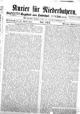 Kurier für Niederbayern Mittwoch 26. April 1865