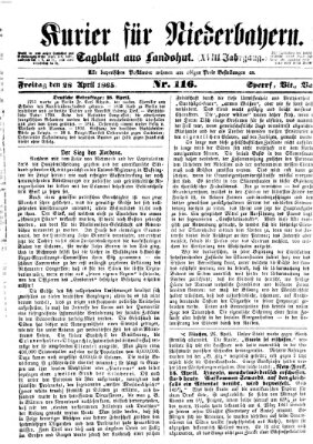 Kurier für Niederbayern Freitag 28. April 1865