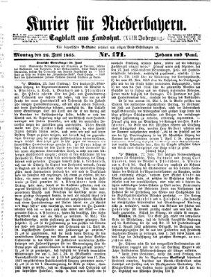 Kurier für Niederbayern Montag 26. Juni 1865