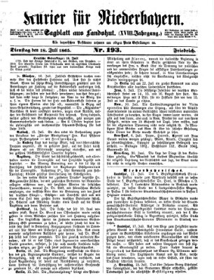 Kurier für Niederbayern Dienstag 18. Juli 1865