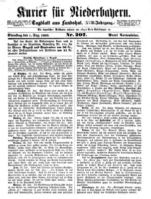 Kurier für Niederbayern Dienstag 1. August 1865