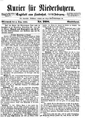 Kurier für Niederbayern Mittwoch 2. August 1865