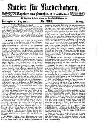 Kurier für Niederbayern Freitag 25. August 1865