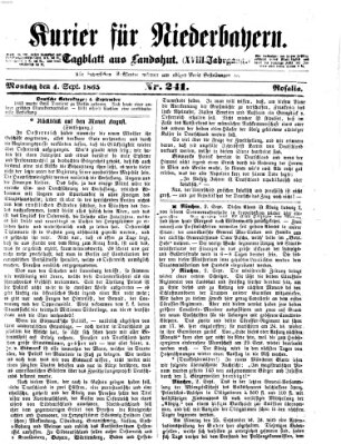 Kurier für Niederbayern Montag 4. September 1865