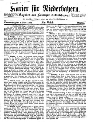 Kurier für Niederbayern Donnerstag 7. September 1865