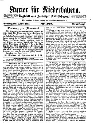 Kurier für Niederbayern Sonntag 1. Oktober 1865