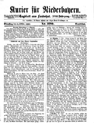 Kurier für Niederbayern Dienstag 3. Oktober 1865