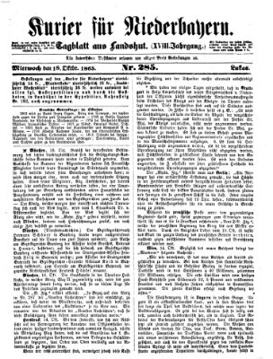 Kurier für Niederbayern Mittwoch 18. Oktober 1865