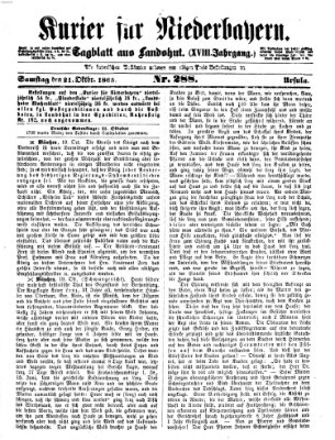 Kurier für Niederbayern Samstag 21. Oktober 1865