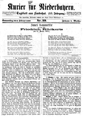 Kurier für Niederbayern Donnerstag 8. Februar 1866