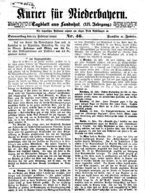 Kurier für Niederbayern Donnerstag 15. Februar 1866