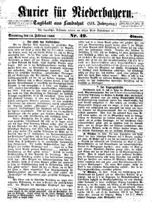 Kurier für Niederbayern Sonntag 18. Februar 1866