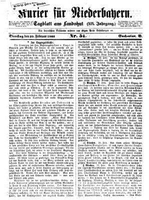 Kurier für Niederbayern Dienstag 20. Februar 1866