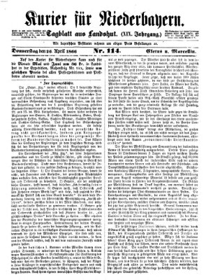 Kurier für Niederbayern Donnerstag 26. April 1866