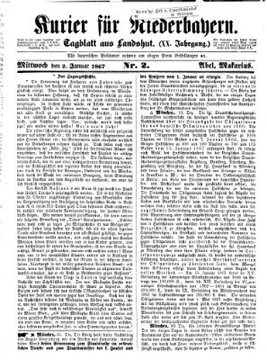 Kurier für Niederbayern Mittwoch 2. Januar 1867