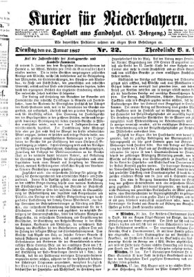 Kurier für Niederbayern Dienstag 22. Januar 1867