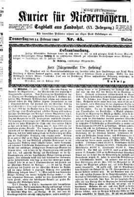 Kurier für Niederbayern Donnerstag 14. Februar 1867