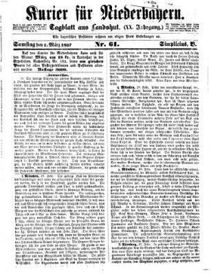 Kurier für Niederbayern Samstag 2. März 1867