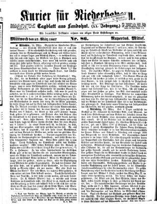 Kurier für Niederbayern Mittwoch 27. März 1867