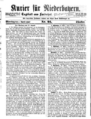 Kurier für Niederbayern Montag 1. April 1867