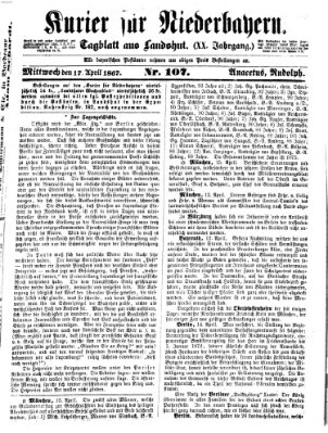 Kurier für Niederbayern Mittwoch 17. April 1867