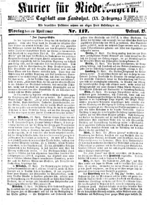 Kurier für Niederbayern Montag 29. April 1867