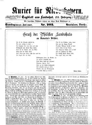 Kurier für Niederbayern Samstag 27. Juli 1867