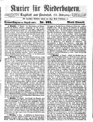 Kurier für Niederbayern Donnerstag 15. August 1867