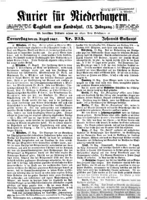 Kurier für Niederbayern Donnerstag 29. August 1867