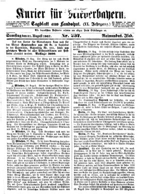 Kurier für Niederbayern Samstag 31. August 1867