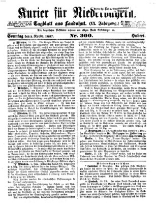 Kurier für Niederbayern Sonntag 3. November 1867