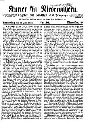 Kurier für Niederbayern Donnerstag 16. Januar 1868