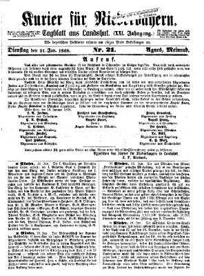 Kurier für Niederbayern Dienstag 21. Januar 1868