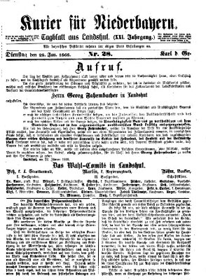 Kurier für Niederbayern Dienstag 28. Januar 1868