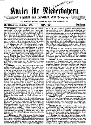 Kurier für Niederbayern Sonntag 16. Februar 1868