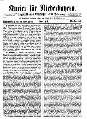 Kurier für Niederbayern Donnerstag 20. Februar 1868