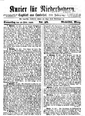 Kurier für Niederbayern Donnerstag 27. Februar 1868