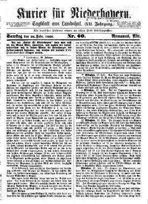 Kurier für Niederbayern Samstag 29. Februar 1868